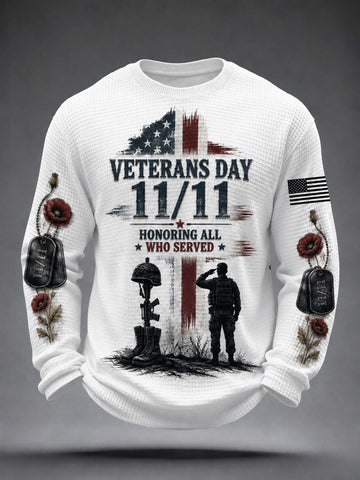 Veterans Day Honoring All Men's Waffle Sweatshirt