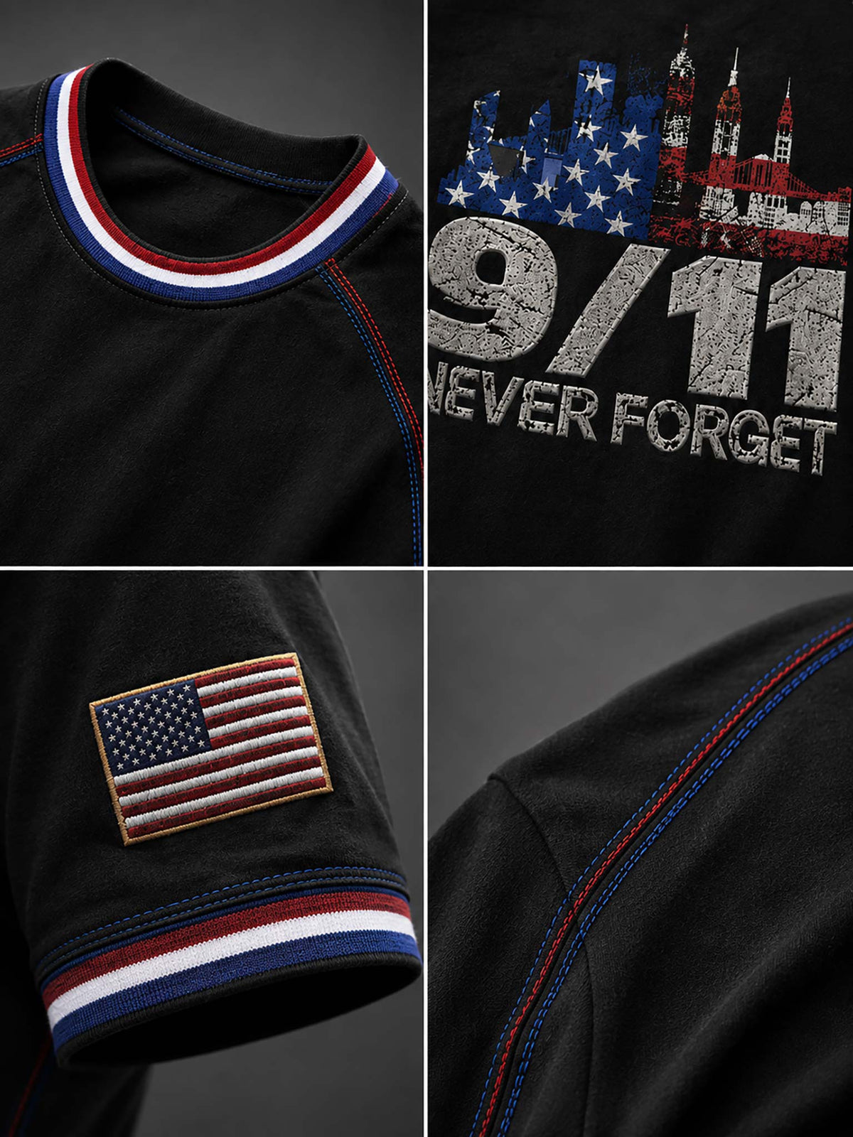 Patriot Day Black Never Forget 3D T-Shirt
