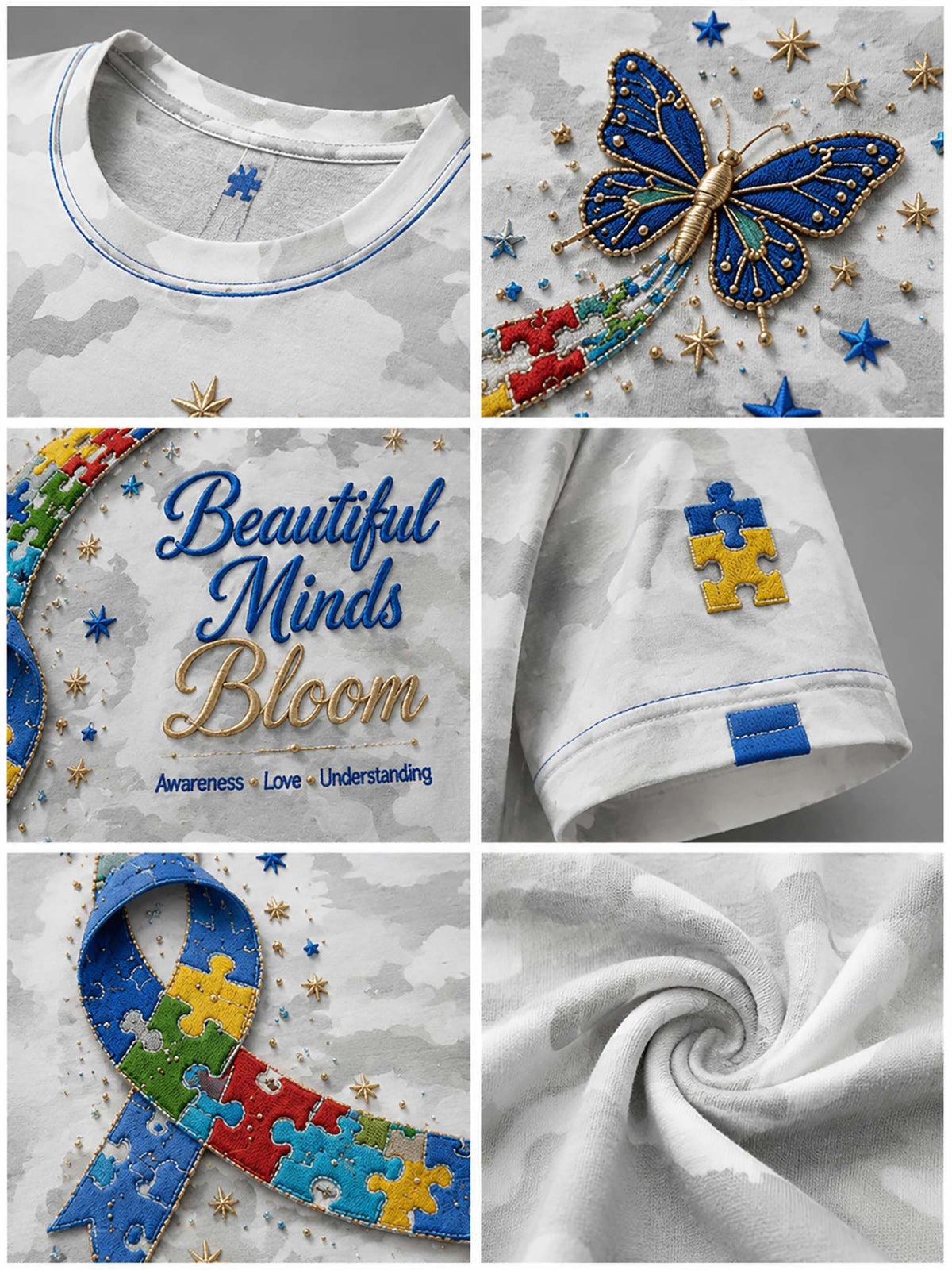 Autism Awareness Autism Bloom Camo 3D T-Shirt