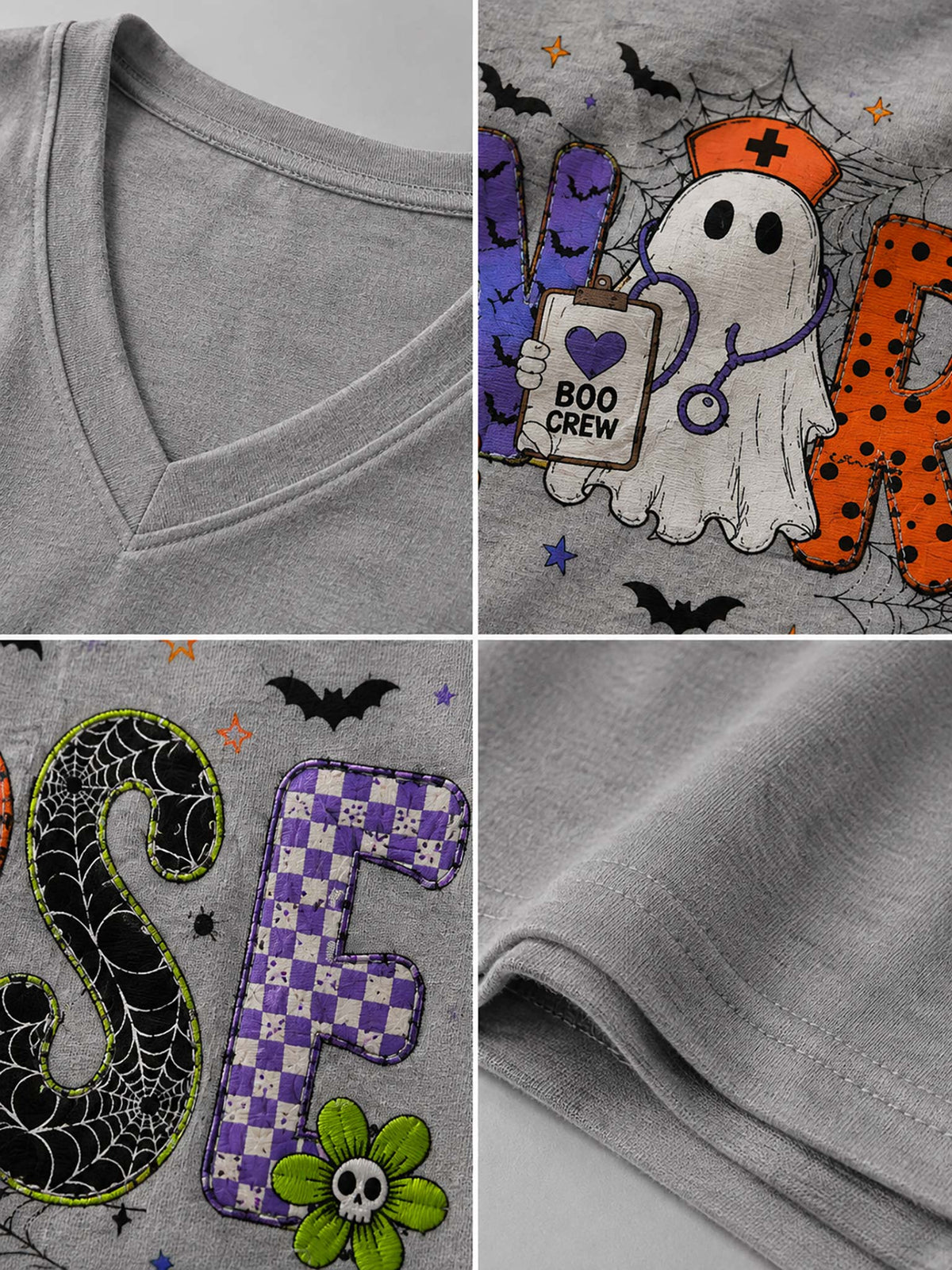 Nurses Halloween Boo Crew 3D V-Neck T-Shirt