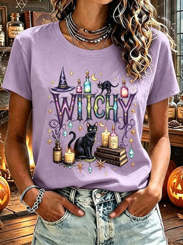 Halloween Halloween Witchy Magic Black Cat 3D T-Shirt